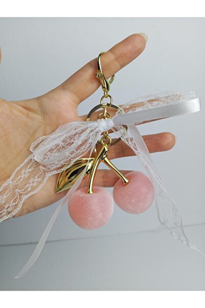 JUST WOMAN Cherry Ribbon Lace Gold Imported Bag Charm
