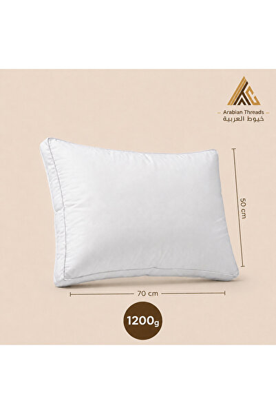 Arabian Threads Premium Hotel Pillow 1500g – Cotton Cover, Microfiber Filling...