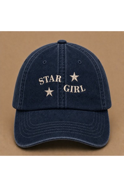 WeavedCo Star Girl Embroidered Vintage Washed Cap Hat