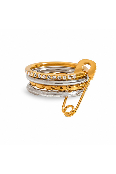 YVA Jewelry Inel de damă bicolor din oțel inoxidabil placat cu aur "Kombos"