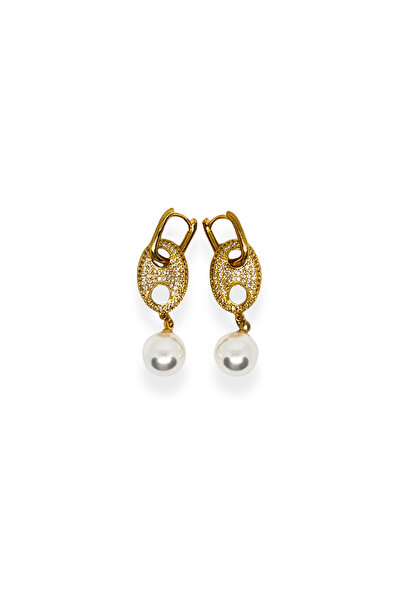 PerleJewelry أقراط ذهبية مرصعة باللؤلؤ