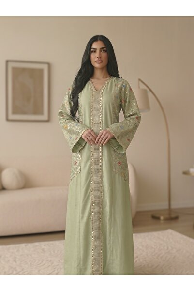 Shams Fashion جلابية استقبال عصرية بنقوش ترتر على الكم