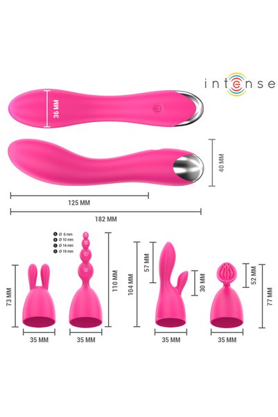 INTENSE Vibrator Cher cu 20 Moduri si Capete Interschimbabile