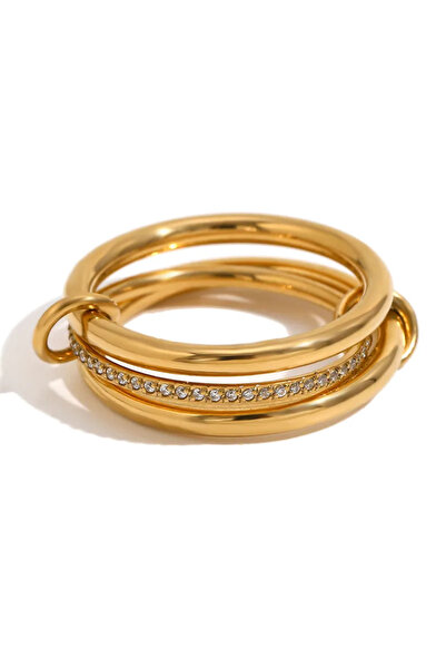 YVA Jewelry Inel de damă din oțel inoxidabil placat cu aur rezistent la apă "...