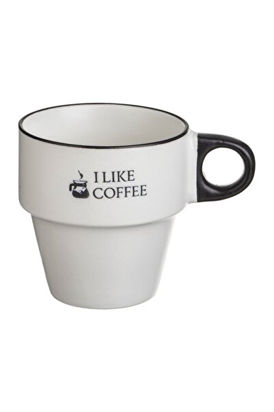 OEM Cană din ceramică neagră 220ml, mesaj I Like Coffee, mesaj Coffee