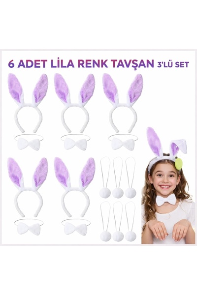 Bezos Lilac Rabbit Props Set 6-Piece Set Crown Bow Tie Tail