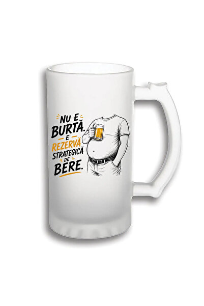 peGiftuiala Halbă Bere Personalizată 500 ml – Nu e Burtă, e Rezervă Strategic...