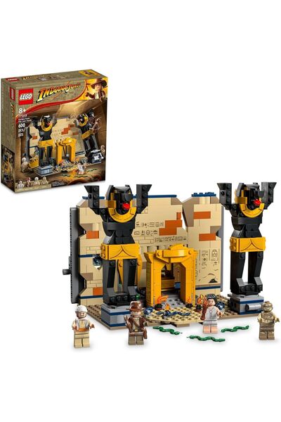 LEGO لعبة بناء إنديانا جونز للهروب من القبر المفقود 77013، تتضمن مومياء وشخصي...