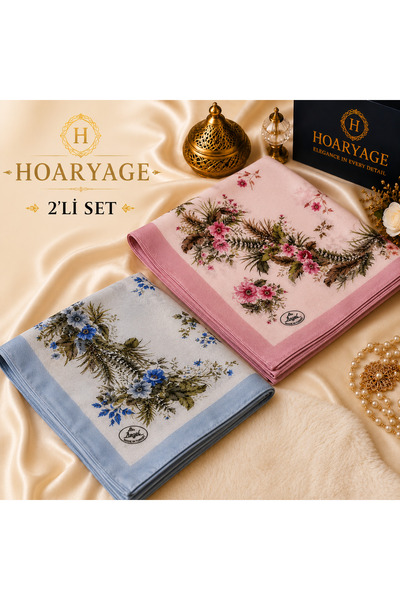 hoaryage 2Pcs Elegant Floral Patterned Stitched Writing Cheesecloth Yemeni Fo...