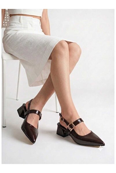 Harbee Fashion Stylish Women's Patent Leather Stone Buckle Detailed Low Block...