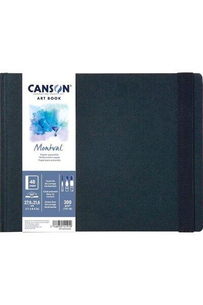 Canson كتاب فني من مونتفال، دفتر ألوان مائية بغلاف صلب، CP 300 غرام، 27.9x21....