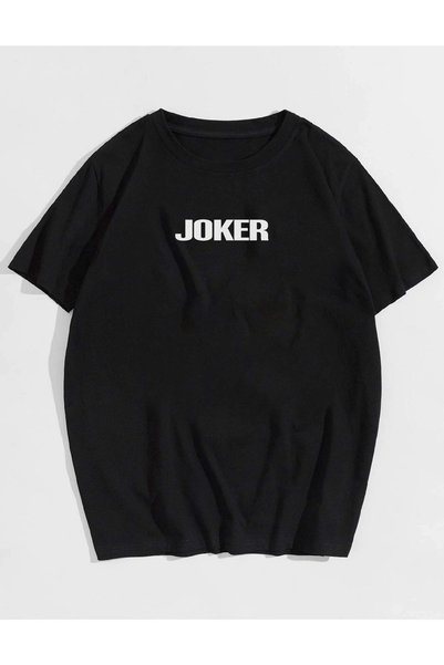 JENOLAN Unisex Black Joker Front and Back Printed Oversize T-shirt