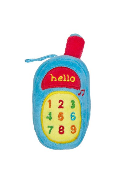 Jumbo Telefon mobil de pluș cu zornăitoare, albastru, cu sunet, 16 cm