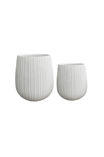 MONDEX Jardinieră Fibră de Argilă HEVRA Set de 2 44x44x50 cm / 32x32x37 cm 2 ...