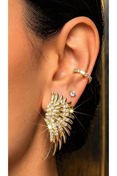 Store Diva Charm Stylish Angel Wing Gold Color Women's Earrings