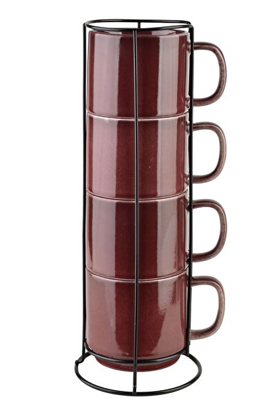 MONDEX Set de căni din porțelan Affekdesign by EVIE BURGUNDY 4 x 370 ml, Burg...