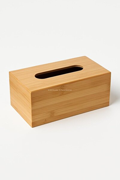 Busstier Plastic Napkin Holder with Wooden Lid, Bamboo Look, Desktop Decorati...