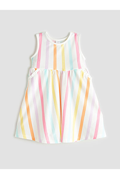 LC Waikiki I Zero Roba Collar Striped Girls' Combed Cotton Dress from Freezen...