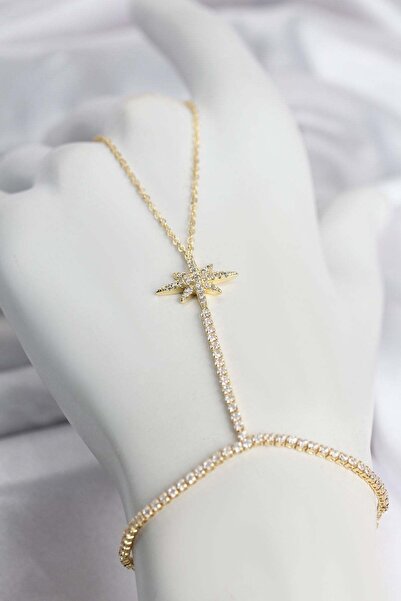 Inure Jewelry نجمة القطب من النحاس الذهبي اللون مع حجر الزركون موديل شاهمران