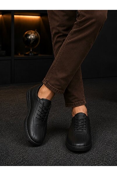 homiro Men's Genuine Leather Lace-Up Classic Casual Shoes - Brown