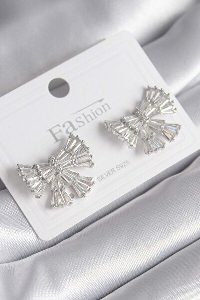 Inure Jewelry Brass Silver Color Zircon Stone Ribbon Model Women's Cube