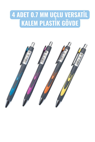 SEYFİKİRTASİYE 4 pieces of 0.7 mm tip versatile pen with plastic body 6312