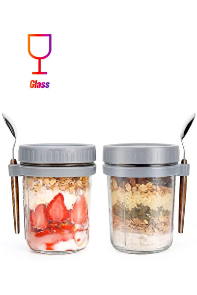 TAPIT 2 Pack Overnight Oats Containers with Lids and Spoon,16 oz Overnight Oa...