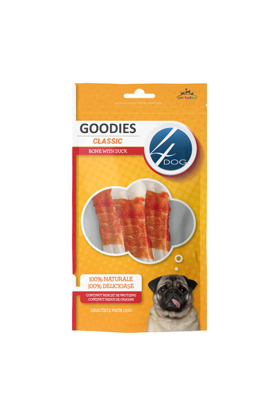 4dog GOODIES Κλασικό Κόκαλο Λιχουδιάς Σκύλου με Πάπια, 120γρ