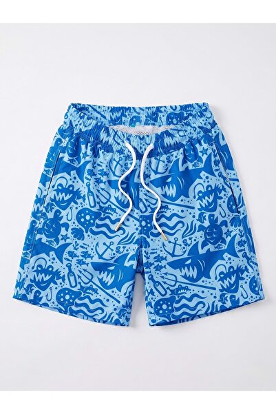 Mnk Baby&Kids Boy's Patterned Shorts Swimsuit M00829 Blue