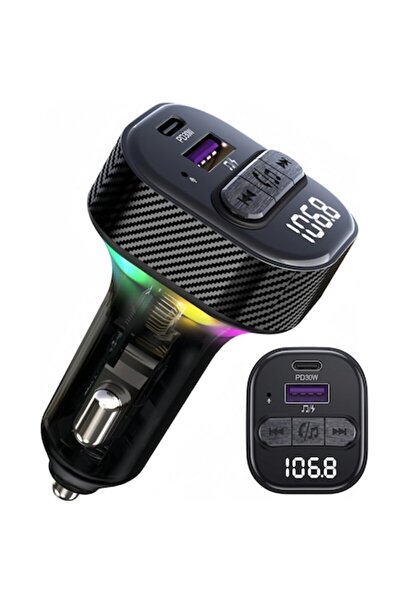Zimmo® Modulator FM Bluetooth 5.3, Transmițător radio FM, RGB, Anulare zgomot...