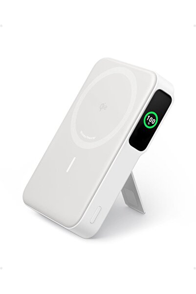 Anker MagGo Qi2 10000mAh 15W Магнитна безжична външна батерия със стойка, бяла
