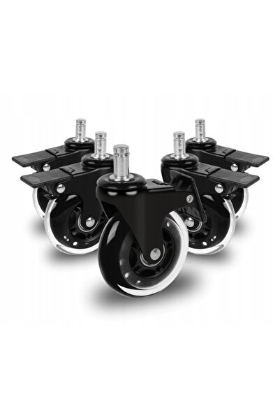 Korbi Set 5 Roti De Cauciuc De Schimb Cu Frana, Korbi, 75 mm, Negru, Roti Din...