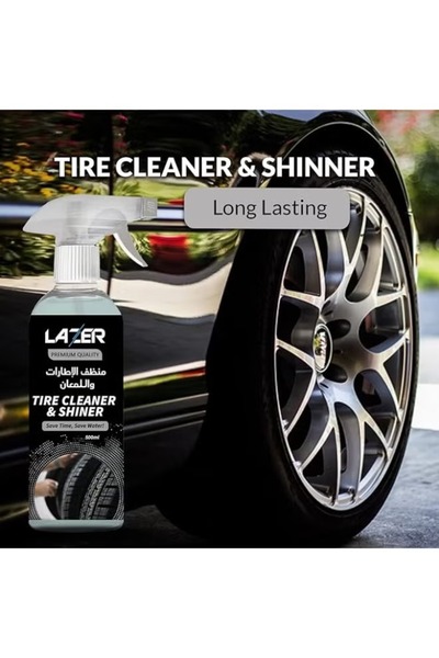Lazer Premium Tire Cleaner & Shiner 500ml Spray + 5L Refill Tire Shine Restorer for Cars