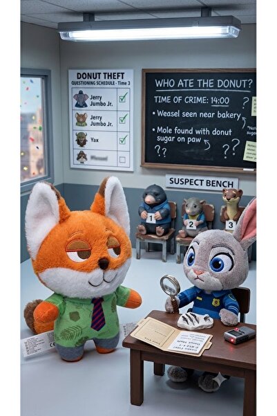Pufline Zootropolis (Zootopia) Nick Wilde Kızıl Tilki Ve Judy Hopps Tavşan Pe...