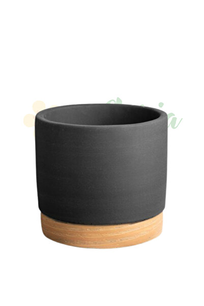 Eufloria Ghiveci ceramic decorativ Licorice cu bază din lemn D12cm