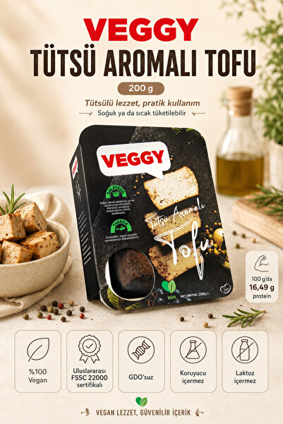 Veggy Tütsü Aromalı Tofu 200 gr % 100 Vegan Bitkisel Protein