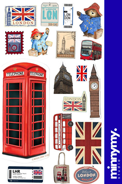 Minnymy London Collection Sticker, Çıkartma, Ajanda, Günlük, Planlayıcı, Bull...