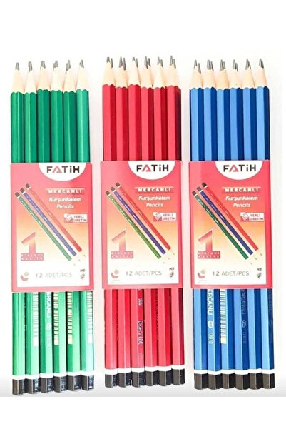 Fatih 3 Düzine Mercanlı Kurşun Kalem - Avantajlı Paket - 36 Adet Kurşun Kalem