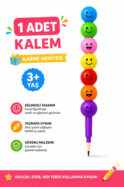 shopExxtra Emoji Yumurtlayan Kurşun Kalem Karne Hediyesi Çocuk Okul Kalemi Eğ...