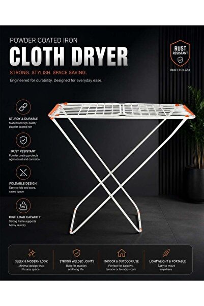DELCASA Loyd Cloth Dryer- DC3712 with Side Wings, Powder Coated Iron, Foldabl...