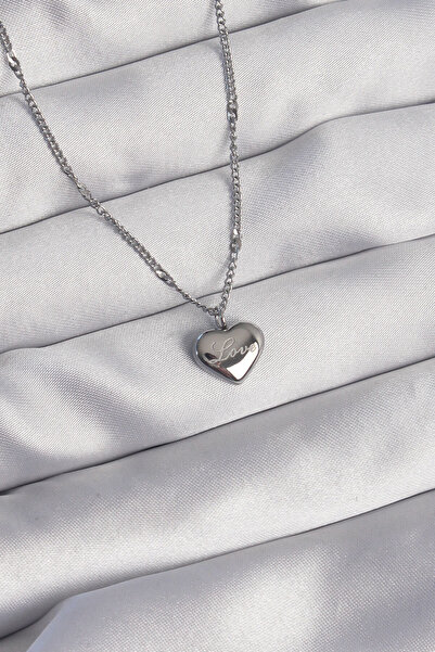 OGHAMAY 316L Steel Silver Color Heart Model Love Necklace