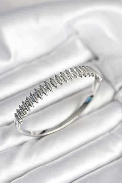 OGHAMAY Silver Color Zircon Stone Brass Women's Handcuffs