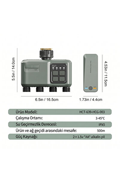DELT 4 Çıkışlı Akıllı RF ve Wi-Fi Kontrollü Kablosuz Bahçe Sulama Zamanlayıcısı