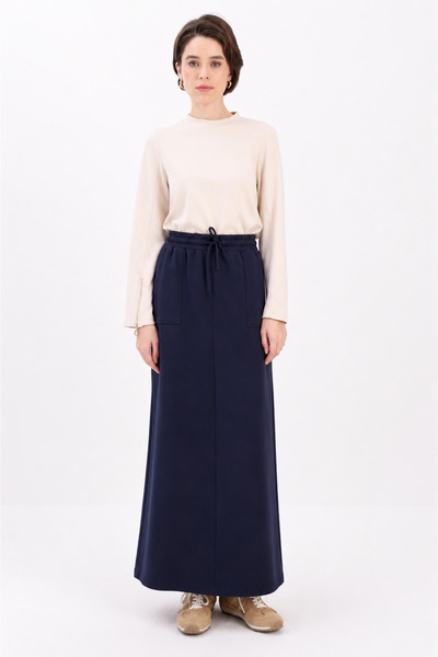 İDOL GİYİM Cotton Long Skirt Elastic Waist Daily Use Women's Skirt