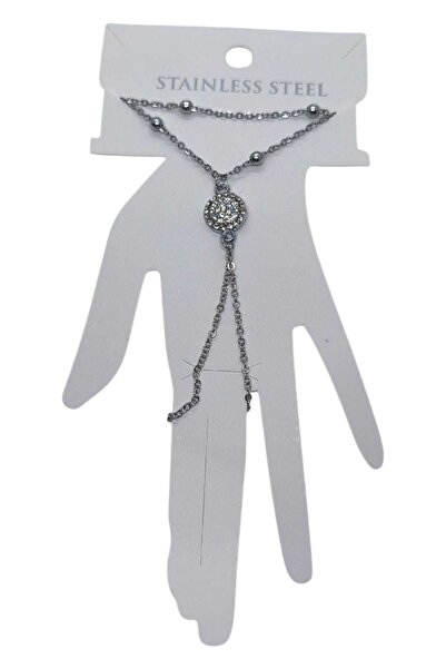 OGHAMAY Silver Color White Stone Round Steel Shahmeran - 3555