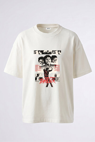 Anetos Tricou supradimensionat din bumbac alb cu imprimeu pe spate Michael Ja...