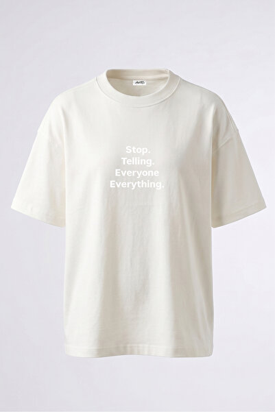 Anetos Tricou oversize alb din bumbac cu imprimeu pe spate, cu design Private...