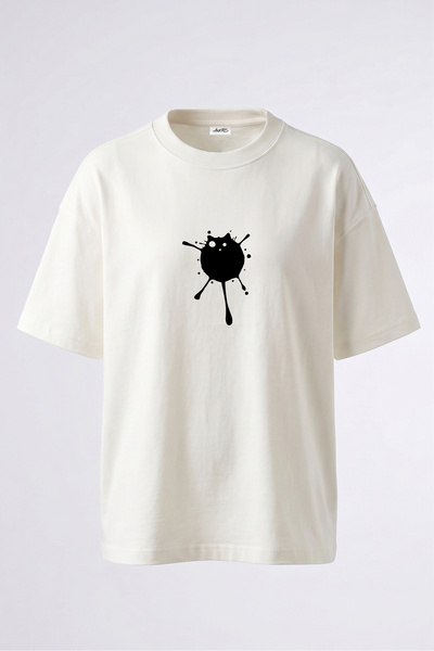 Anetos Tricou supradimensionat alb din bumbac cu imprimeu pe spate Ink Blot D...