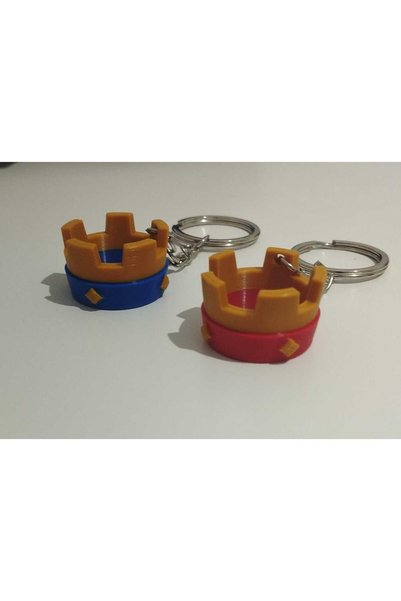 3D Layshop Set of 2 Blue and Red King Crown Keychains - Mobile Strategy Game Themed 3D Gamer Bag Ornament
