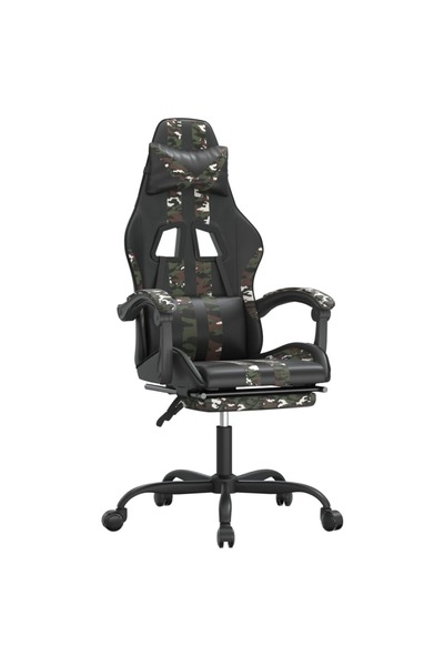 vidaxl Scaun de gaming cu suport picioare negru/camuflaj piele